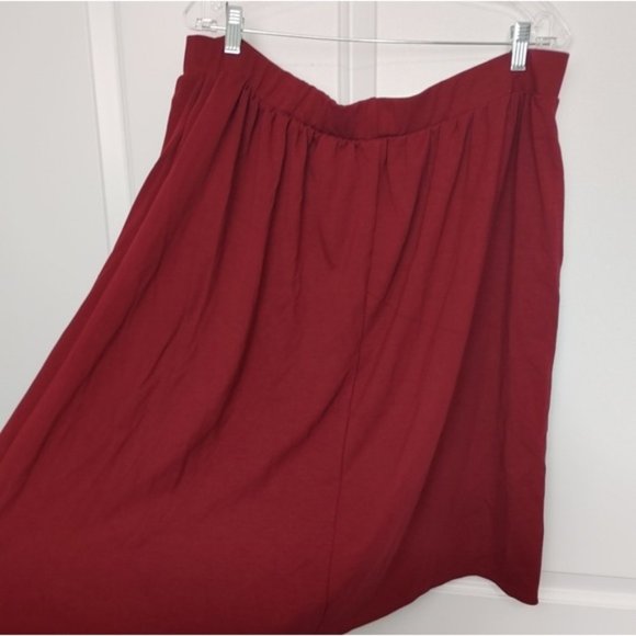 Burgundy 3x skirt plus size cotton A line heavy knit - Picture 3 of 4